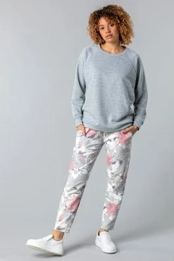 Roman Grey Floral Print Lounge Joggers -Roman Sales Shop unnamed file 12681