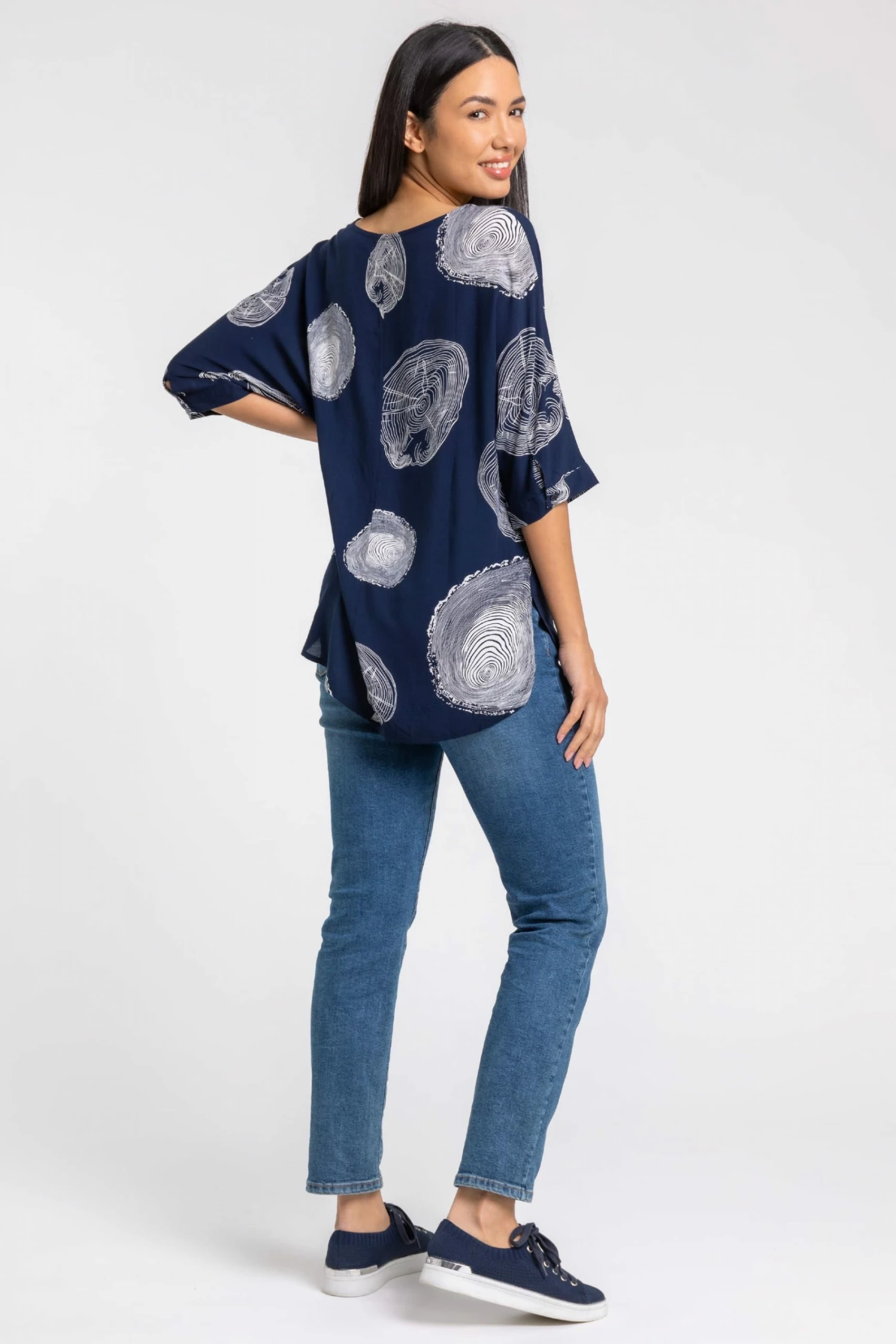 Roman Blue Linear Abstract Print Tunic Top 4 Roman Blue Linear Abstract Print Tunic Top - Image 2