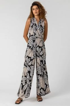 Roman Black Leaf Puff Print Jumpsuit 9 Roman Black Leaf Puff Print Jumpsuit -Roman Sales Shop unnamed file 12703