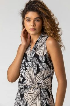 Roman Black Leaf Puff Print Jumpsuit 10 Roman Black Leaf Puff Print Jumpsuit -Roman Sales Shop unnamed file 12704