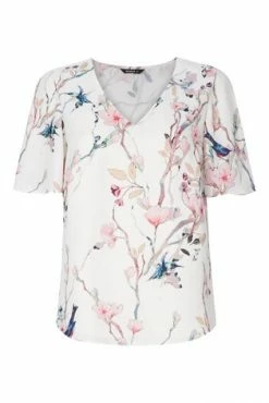 Roman Cream Floral Angel Sleeve Top -Roman Sales Shop unnamed file 12709