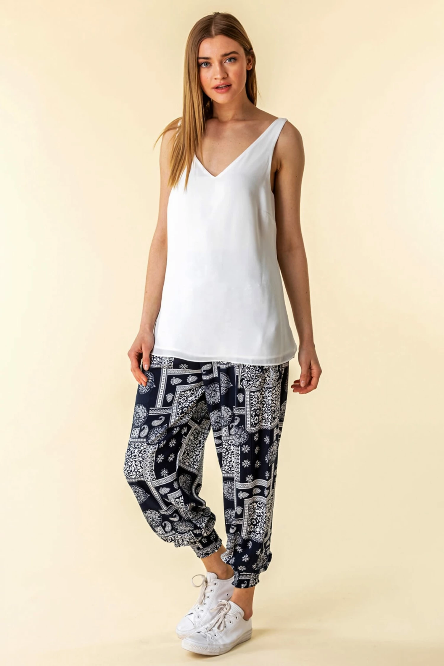 Roman Cream V-Neck Sleeveless Vest Top 6 Roman Cream V-Neck Sleeveless Vest Top - Image 4