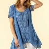Roman Blue Floral Print Crinkle Tunic Top 2 Roman Blue Floral Print Crinkle Tunic Top -Roman Sales Shop unnamed file 12721