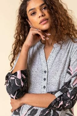 Roman Pink Floral Hem Spot Print Shirt 10 Roman Pink Floral Hem Spot Print Shirt -Roman Sales Shop unnamed file 12729