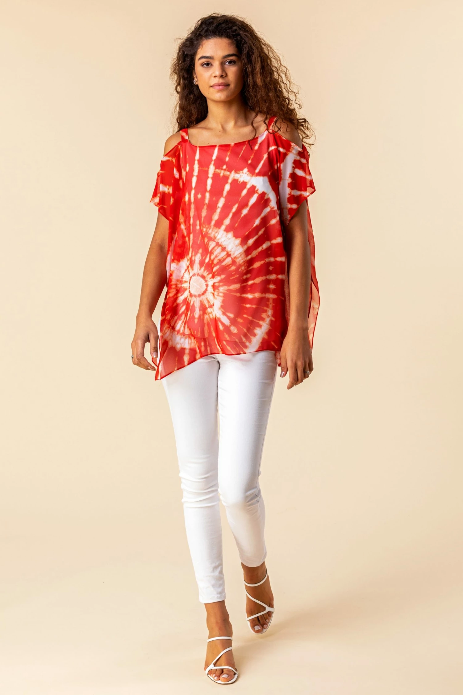 Roman Red Cold Shoulder Tie Dye Print Top 5 Roman Red Cold Shoulder Tie Dye Print Top - Image 3
