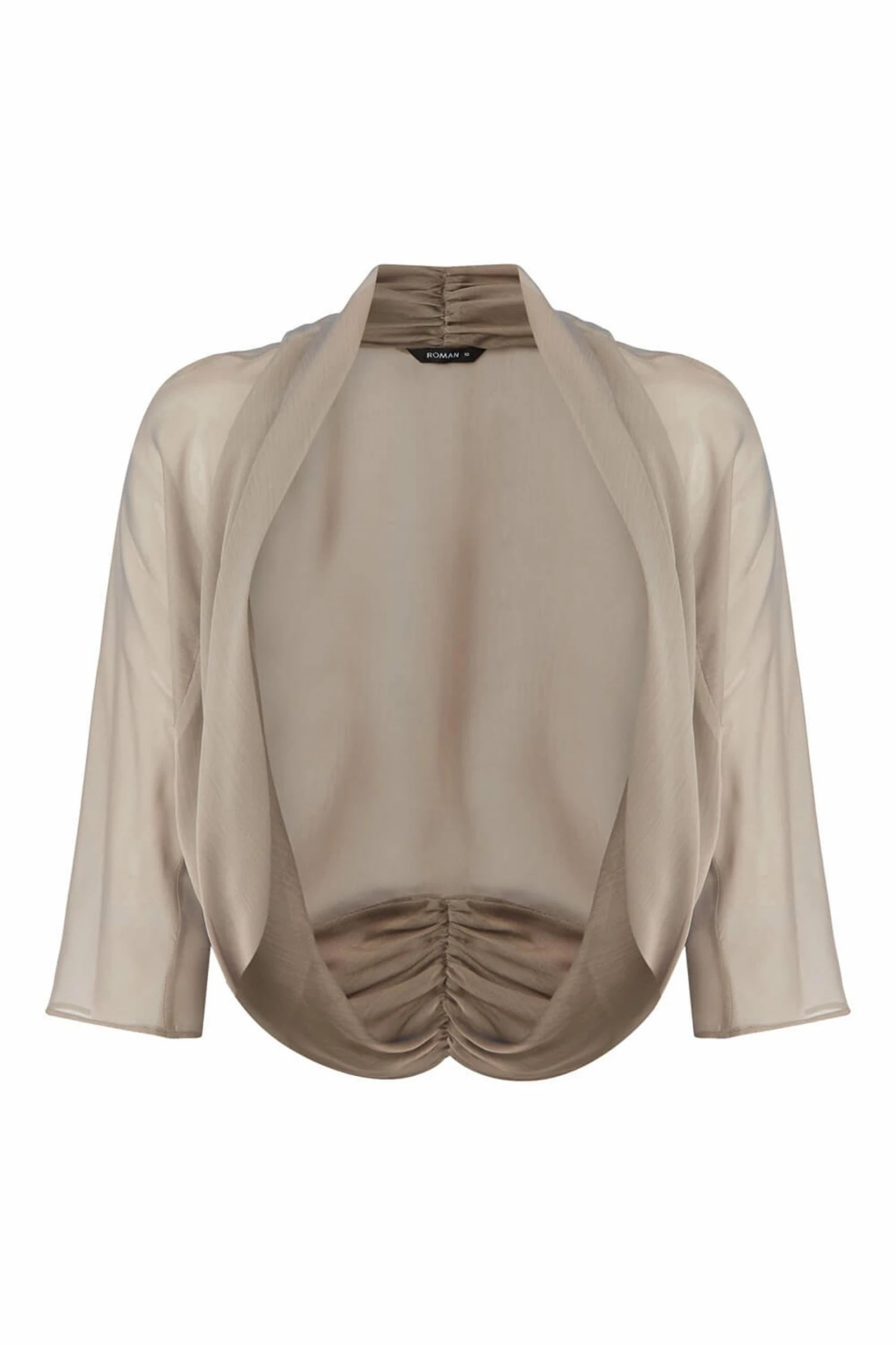 Roman Gold Ruched Hem Chiffon Bolero Jacket 6 Roman Gold Ruched Hem Chiffon Bolero Jacket - Image 4