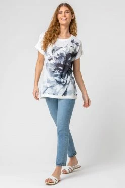 Roman Blue Floral Placement Print Embellished T-Shirt 9 Roman Blue Floral Placement Print Embellished T-Shirt -Roman Sales Shop unnamed file 12768