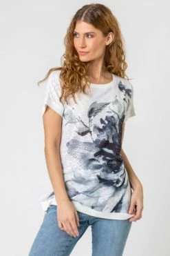 Roman Blue Floral Placement Print Embellished T-Shirt 11 Roman Blue Floral Placement Print Embellished T-Shirt -Roman Sales Shop unnamed file 12770