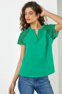 Roman Green Embroidered Sleeve Jersey T-Shirt