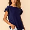 Roman Navy Ruffle Detail Short Sleeve Top 2 Roman Navy Ruffle Detail Short Sleeve Top -Roman Sales Shop unnamed file 12777