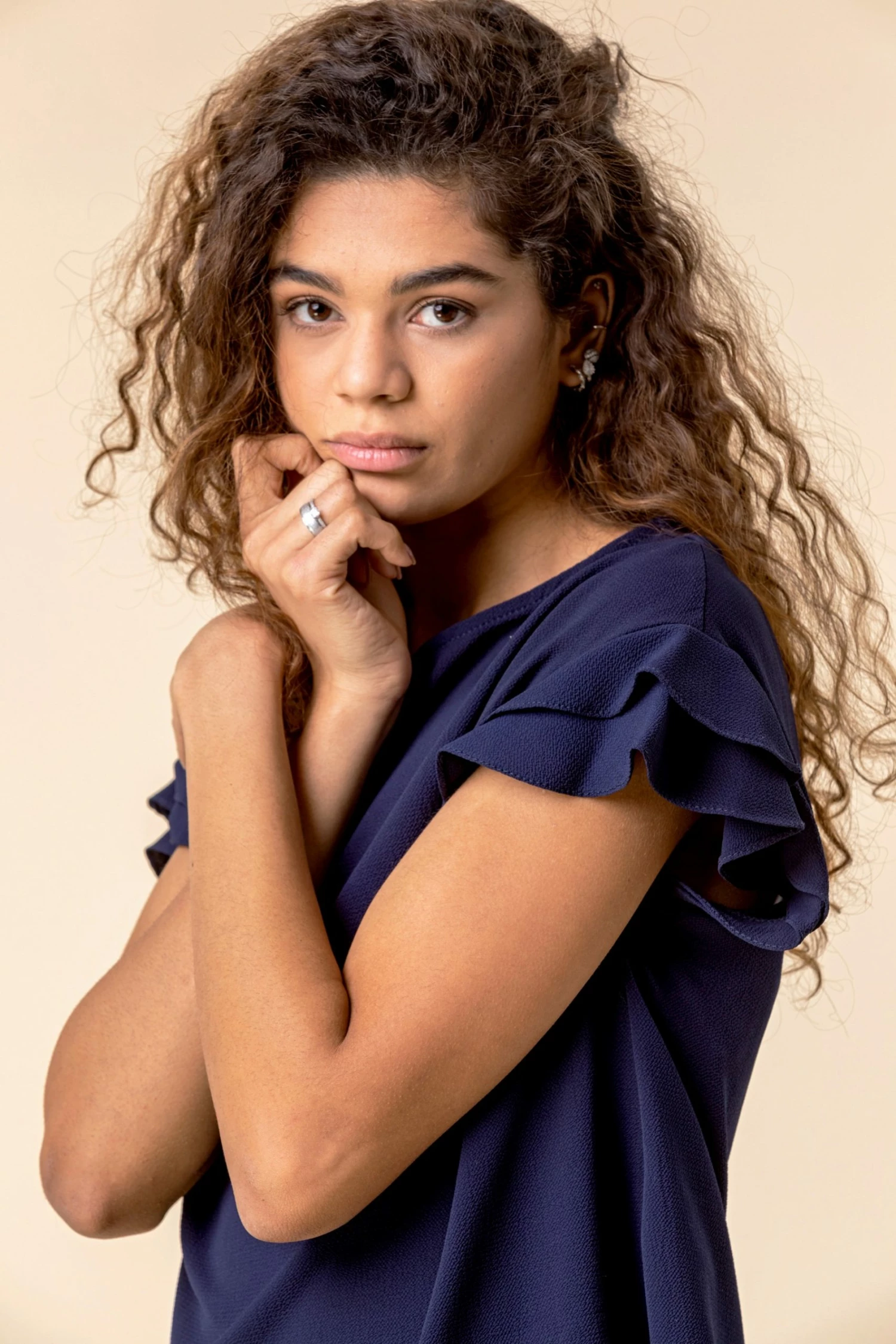 Roman Navy Ruffle Detail Short Sleeve Top 6 Roman Navy Ruffle Detail Short Sleeve Top - Image 4