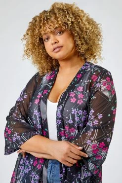 Roman Black Curve Ditsy Floral Print Longline Kimono 10 Roman Black Curve Ditsy Floral Print Longline Kimono -Roman Sales Shop unnamed file 12785