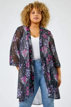 Roman Black Curve Ditsy Floral Print Longline Kimono 11 Roman Black Curve Ditsy Floral Print Longline Kimono -Roman Sales Shop unnamed file 12786