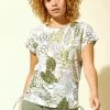 Roman Green Burnout Tropical Print Ruched T-Shirt -Roman Sales Shop unnamed file 12797