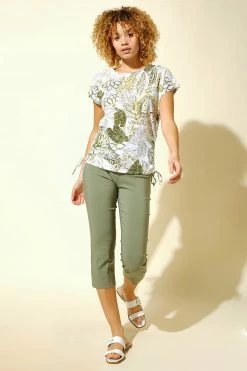 Roman Green Burnout Tropical Print Ruched T-Shirt 9 Roman Green Burnout Tropical Print Ruched T-Shirt -Roman Sales Shop unnamed file 12799