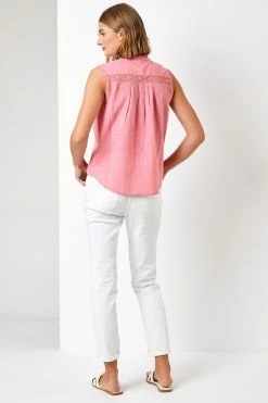 Roman Pink Crochet Trim Button Through Blouse -Roman Sales Shop unnamed file 12815