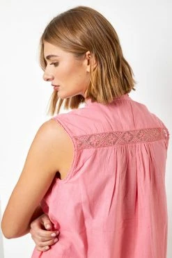 Roman Pink Crochet Trim Button Through Blouse -Roman Sales Shop unnamed file 12816