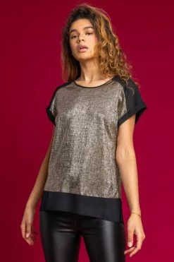 Roman Black Shimmer Front Chiffon Hem Top 11 Roman Black Shimmer Front Chiffon Hem Top -Roman Sales Shop unnamed file 12822