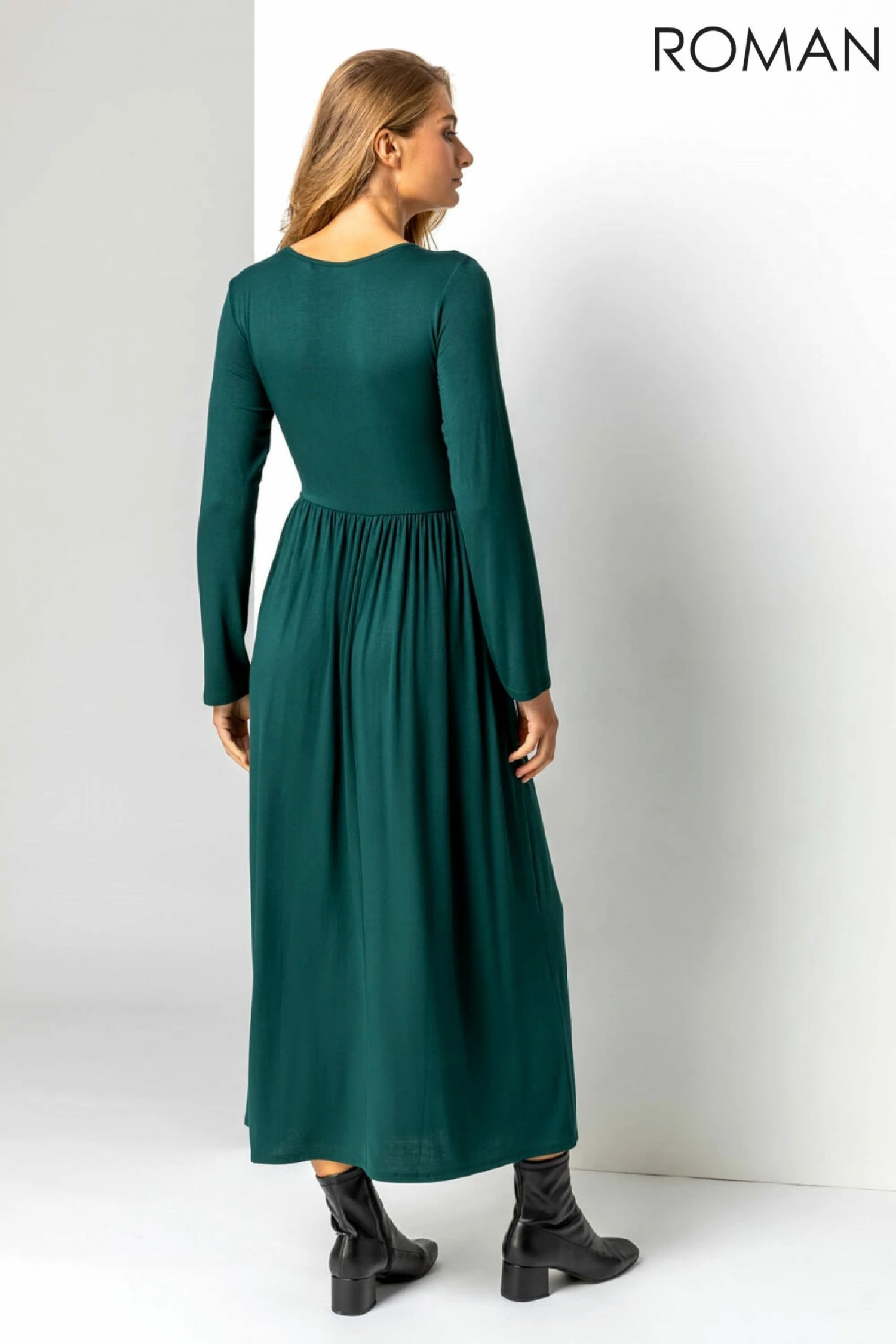 Roman Green Long Sleeve Jersey Maxi Dress 4 Roman Green Long Sleeve Jersey Maxi Dress - Image 2