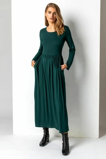 Roman Green Long Sleeve Jersey Maxi Dress 7 Roman Green Long Sleeve Jersey Maxi Dress - Image 5