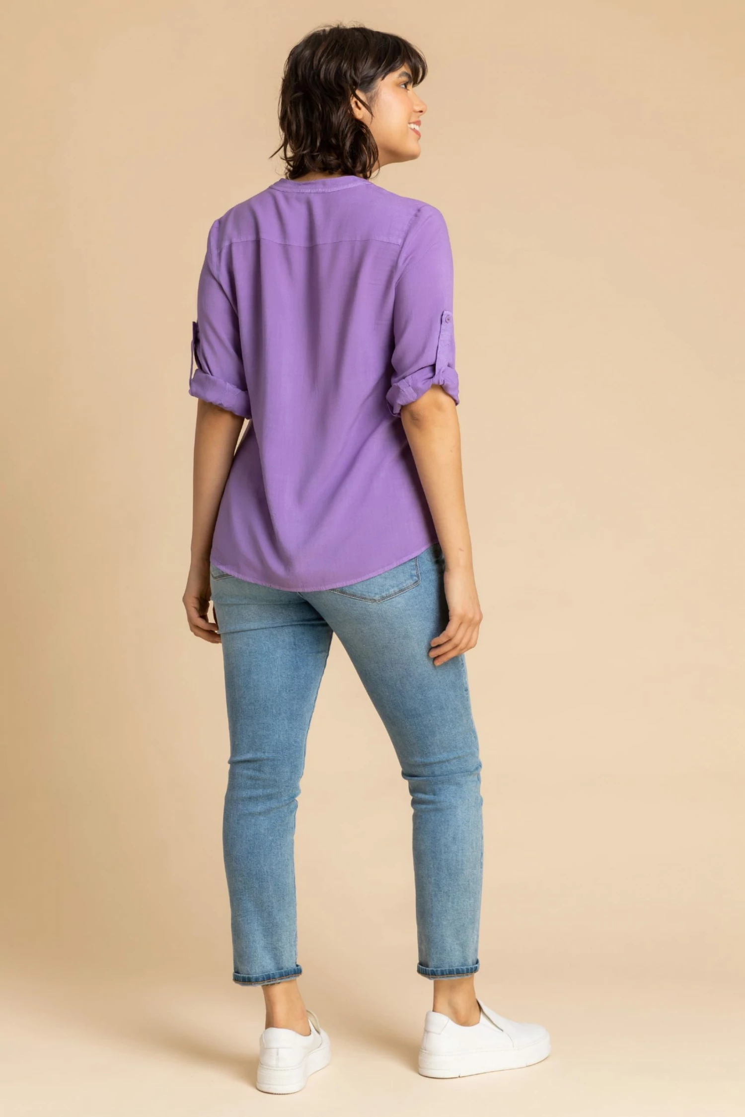 Roman Purple Plain Utility Button Through Shirt 4 Roman Purple Plain Utility Button Through Shirt - Image 2