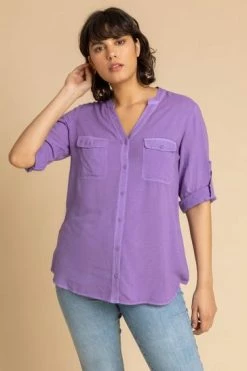 Roman Purple Plain Utility Button Through Shirt 11 Roman Purple Plain Utility Button Through Shirt -Roman Sales Shop unnamed file 12848
