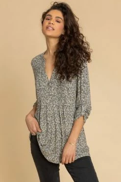 Roman Green Ditsy Floral Print Pintuck Jersey Shirt 11 Roman Green Ditsy Floral Print Pintuck Jersey Shirt -Roman Sales Shop unnamed file 12863