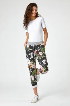 Roman Black Floral Print Roll Hem Lounge Jogger 12 Roman Black Floral Print Roll Hem Lounge Jogger -Roman Sales Shop unnamed file 12867