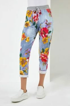 Roman Black Floral Print Roll Hem Lounge Jogger 14 Roman Black Floral Print Roll Hem Lounge Jogger -Roman Sales Shop unnamed file 12869