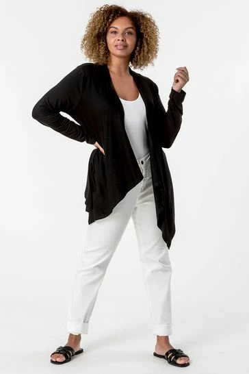 Roman Black Curve Waterfall Front Jersey Cardigan 7 Roman Black Curve Waterfall Front Jersey Cardigan - Image 5