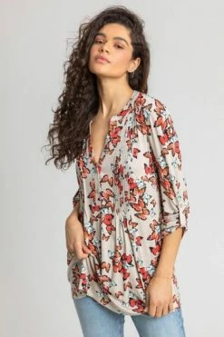 Roman Brown Butterfly Print Pintuck Jersey Shirt 11 Roman Brown Butterfly Print Pintuck Jersey Shirt -Roman Sales Shop unnamed file 12881