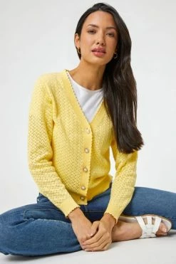 Roman Yellow Textured V-Neck Button Detail Cardigan 13 Roman Yellow Textured V-Neck Button Detail Cardigan -Roman Sales Shop unnamed file 12892