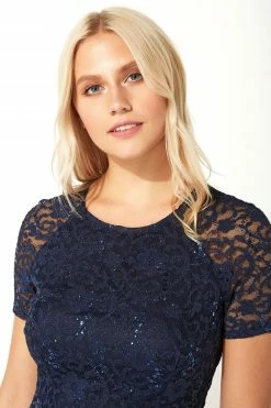 Roman Navy Metallic Lace Sequin Midi Dress -Roman Sales Shop unnamed file 1291