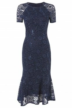 Roman Navy Metallic Lace Sequin Midi Dress -Roman Sales Shop unnamed file 1292