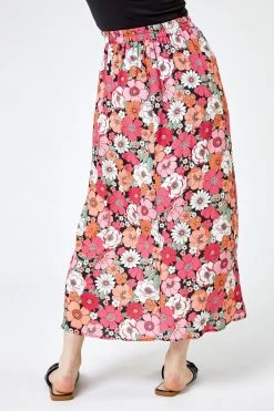 Roman Pink Petite Floral Print A-Line Skirt 8 Roman Pink Petite Floral Print A-Line Skirt -Roman Sales Shop unnamed file 12922