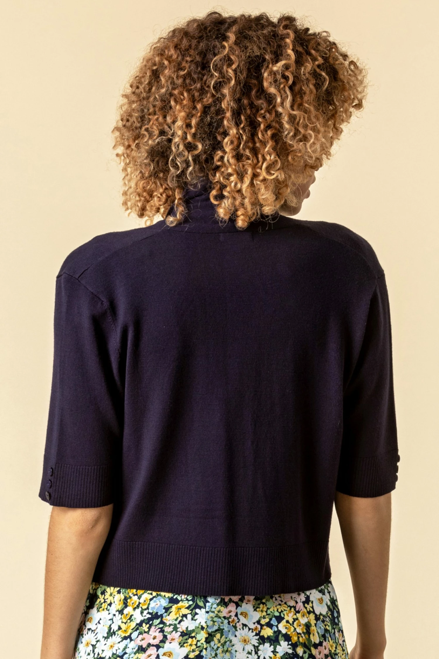 Roman Navy Button Detail Collared Shrug 4 Roman Navy Button Detail Collared Shrug - Image 2