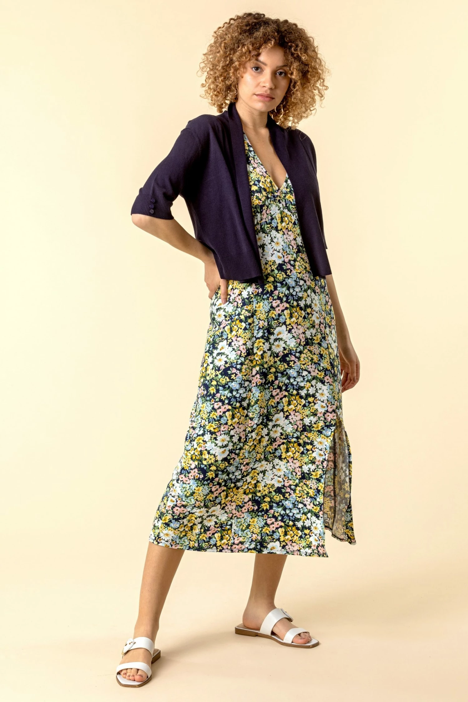 Roman Navy Button Detail Collared Shrug 5 Roman Navy Button Detail Collared Shrug - Image 3