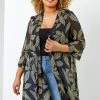 Roman Black Curve Spot Leaf Print Dipped Hem Kimono 2 Roman Black Curve Spot Leaf Print Dipped Hem Kimono -Roman Sales Shop unnamed file 12938