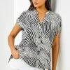 Roman Black Abstract Wave Print Relaxed Shirt -Roman Sales Shop unnamed file 12978