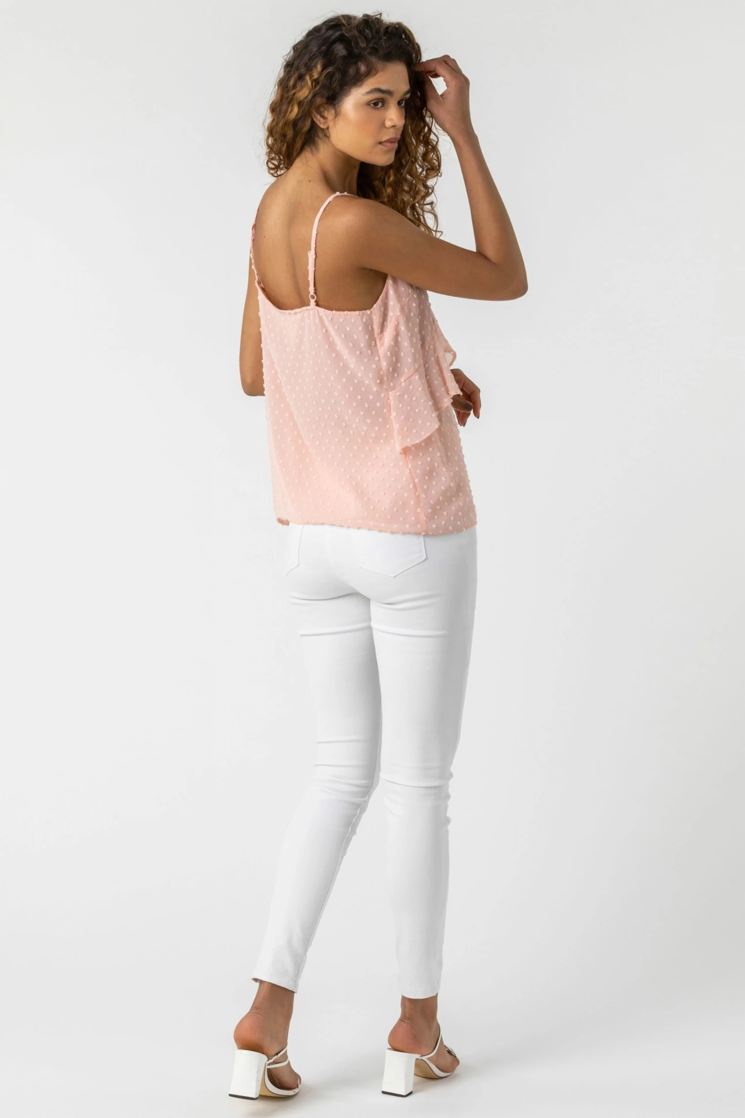 Roman Pink Textured Spot Frill Detail Cami Top 4 Roman Pink Textured Spot Frill Detail Cami Top - Image 2