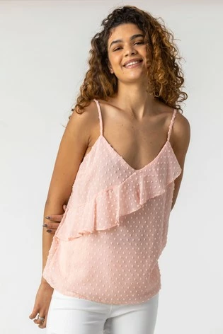 Roman Pink Textured Spot Frill Detail Cami Top 7 Roman Pink Textured Spot Frill Detail Cami Top - Image 5