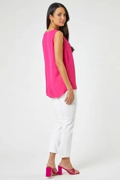 Roman Pink V-Neck Pleat Tank Top 10 Roman Pink V-Neck Pleat Tank Top -Roman Sales Shop unnamed file 12994