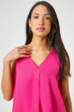 Roman Pink V-Neck Pleat Tank Top 11 Roman Pink V-Neck Pleat Tank Top -Roman Sales Shop unnamed file 12995