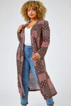 Roman Orange Curve Patchwork Geo Print Kimono 13 Roman Orange Curve Patchwork Geo Print Kimono -Roman Sales Shop unnamed file 13003