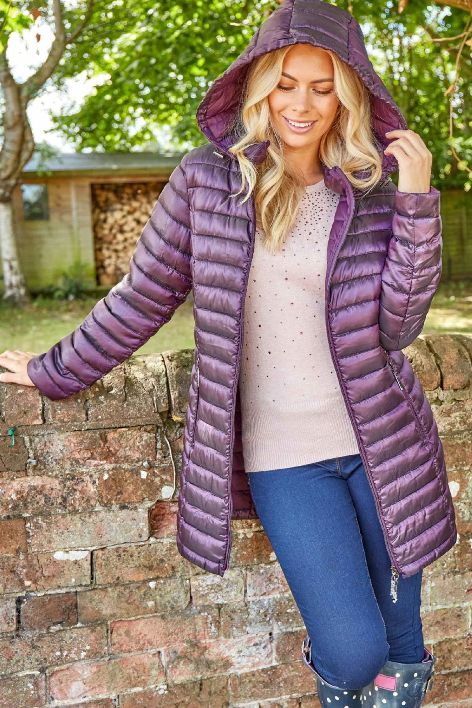 Roman Purple Longline Zip-Through Padded Coat 3 Roman Purple Longline Zip-Through Padded Coat