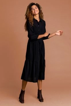 Roman Black Textured Button Through Midi Dress 9 Roman Black Textured Button Through Midi Dress -Roman Sales Shop unnamed file 13010