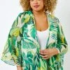 Roman Green Curve Tropical Leaf Print Kimono 2 Roman Green Curve Tropical Leaf Print Kimono -Roman Sales Shop unnamed file 13013