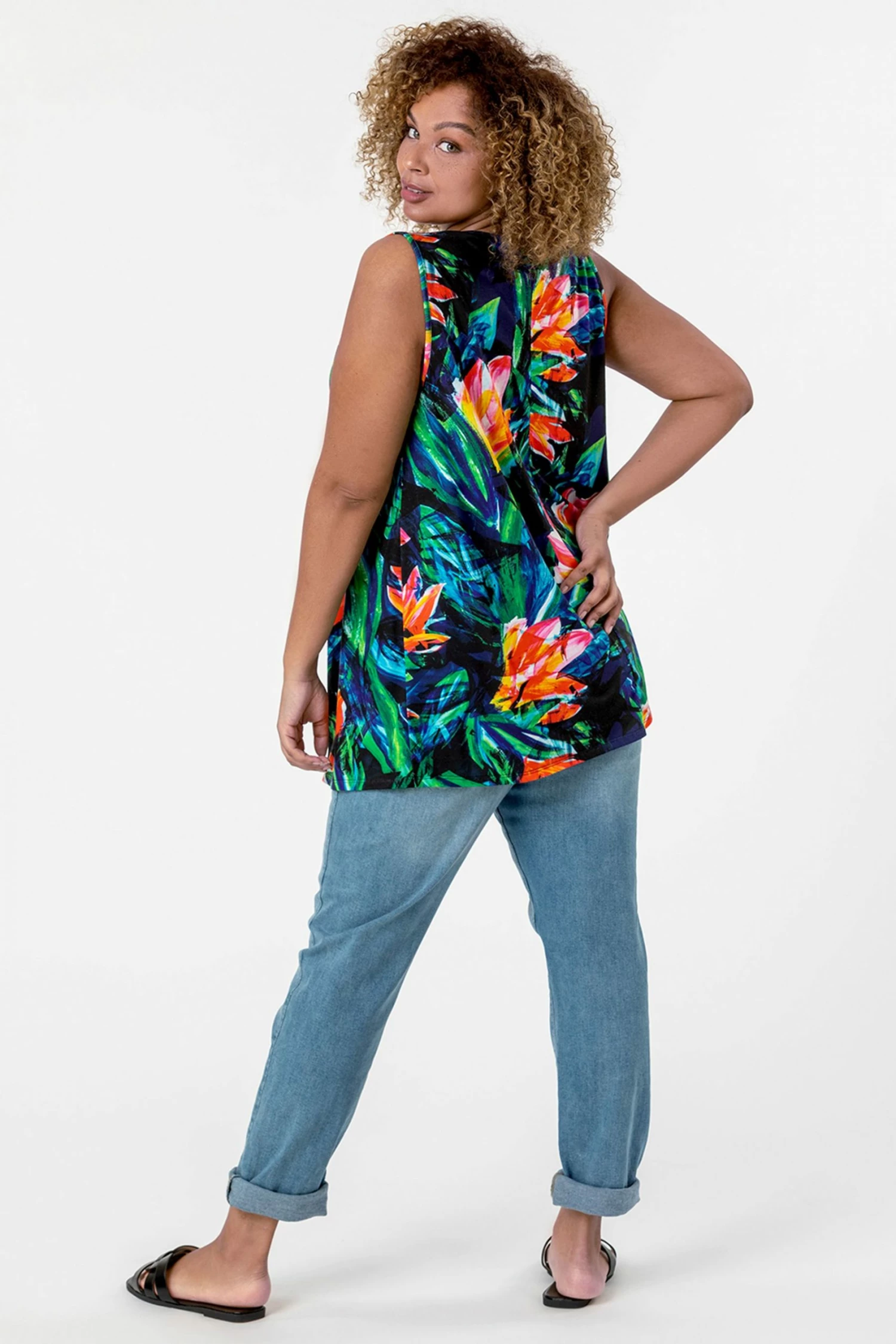 Roman Multi Curve V-Neck Tropical Print Top 4 Roman Multi Curve V-Neck Tropical Print Top - Image 2