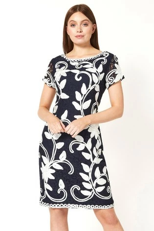 Roman Black Floral Contrast Tapework Dress 8 Roman Black Floral Contrast Tapework Dress - Image 6