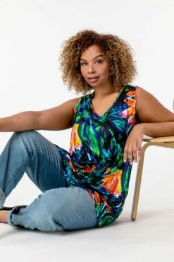 Roman Multi Curve V-Neck Tropical Print Top 13 Roman Multi Curve V-Neck Tropical Print Top -Roman Sales Shop unnamed file 13023